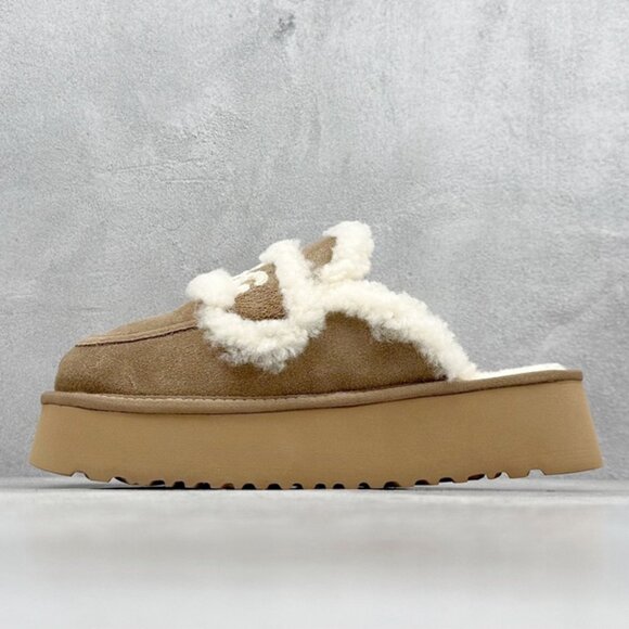 UGG Brown Plush Slippers - Picture 2 of 9